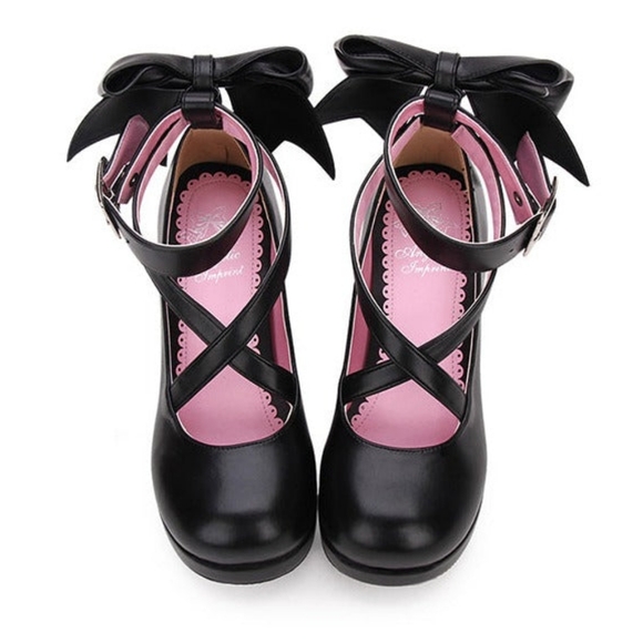 Angelic Imprint Bow platform heels - Picture 1 of 6